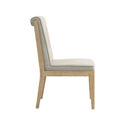 Gwendolyn Cream Linen Textured Fabric Dining Side Chair, Set of 2