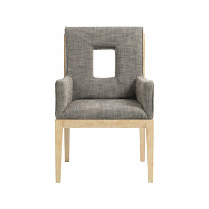 Gwendolyn Grey Linen Textured Fabric Dining Arm Chair