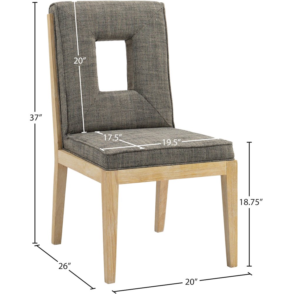 Gwendolyn Grey Linen Textured Fabric Dining Side Chair, Set of 2