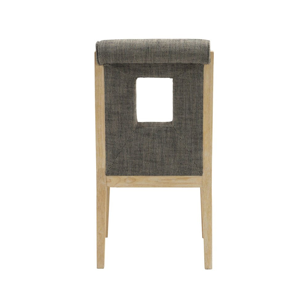 Gwendolyn Grey Linen Textured Fabric Dining Side Chair, Set of 2
