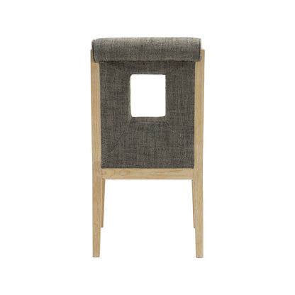 Gwendolyn Grey Linen Textured Fabric Dining Side Chair, Set of 2