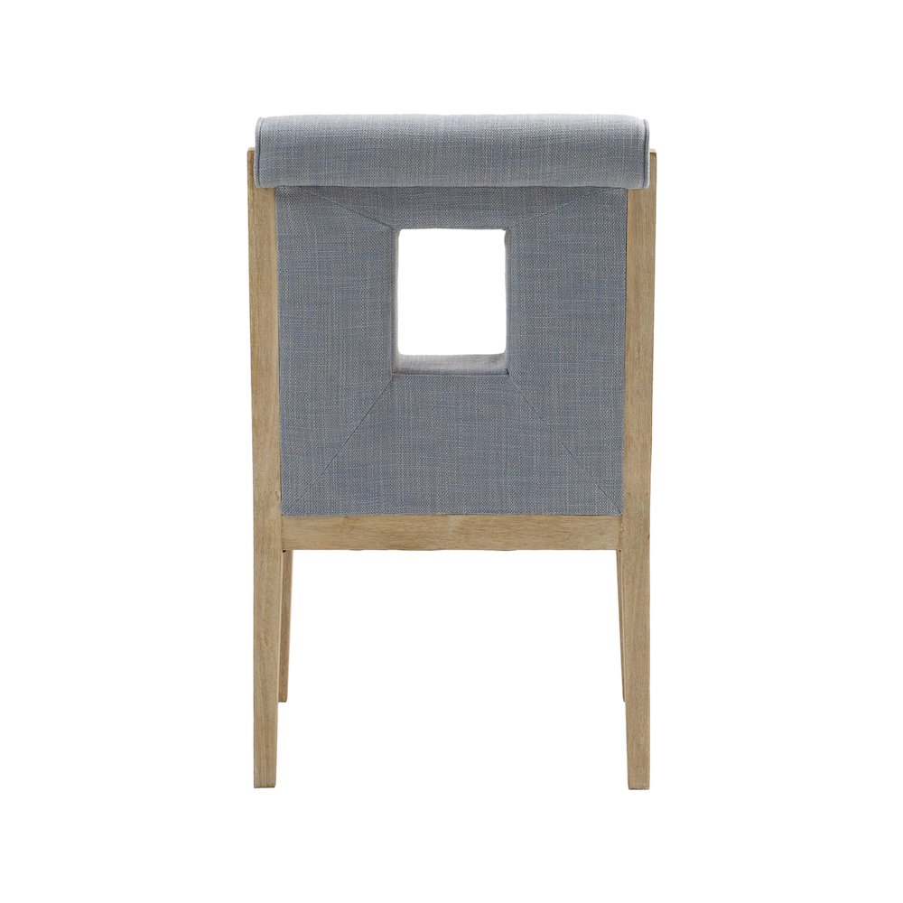 Gwendolyn Light Blue Linen Textured Fabric Dining Arm Chair