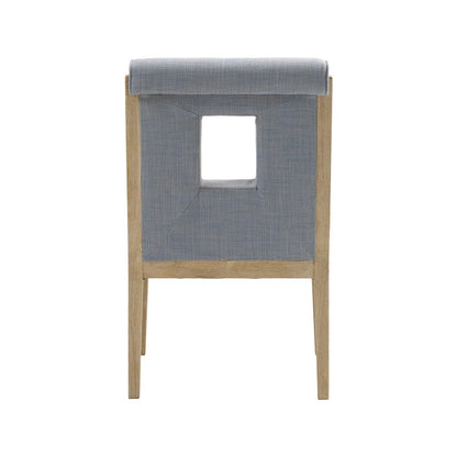 Gwendolyn Light Blue Linen Textured Fabric Dining Arm Chair