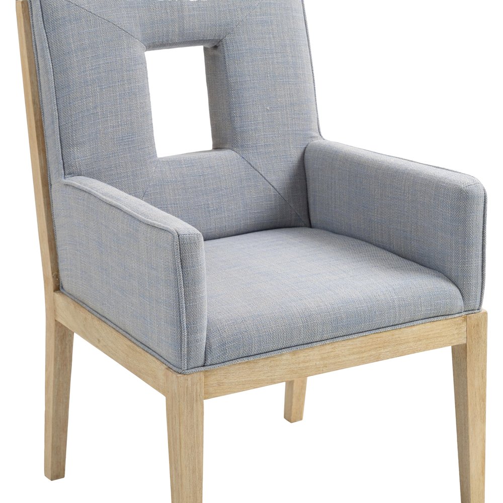 Gwendolyn Light Blue Linen Textured Fabric Dining Arm Chair