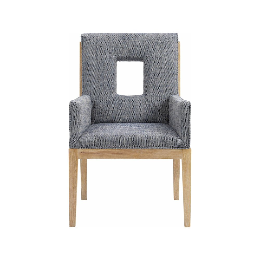 Gwendolyn Navy Linen Textured Fabric Dining Arm Chair