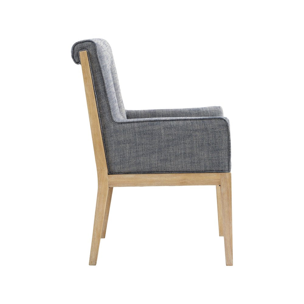 Gwendolyn Navy Linen Textured Fabric Dining Arm Chair