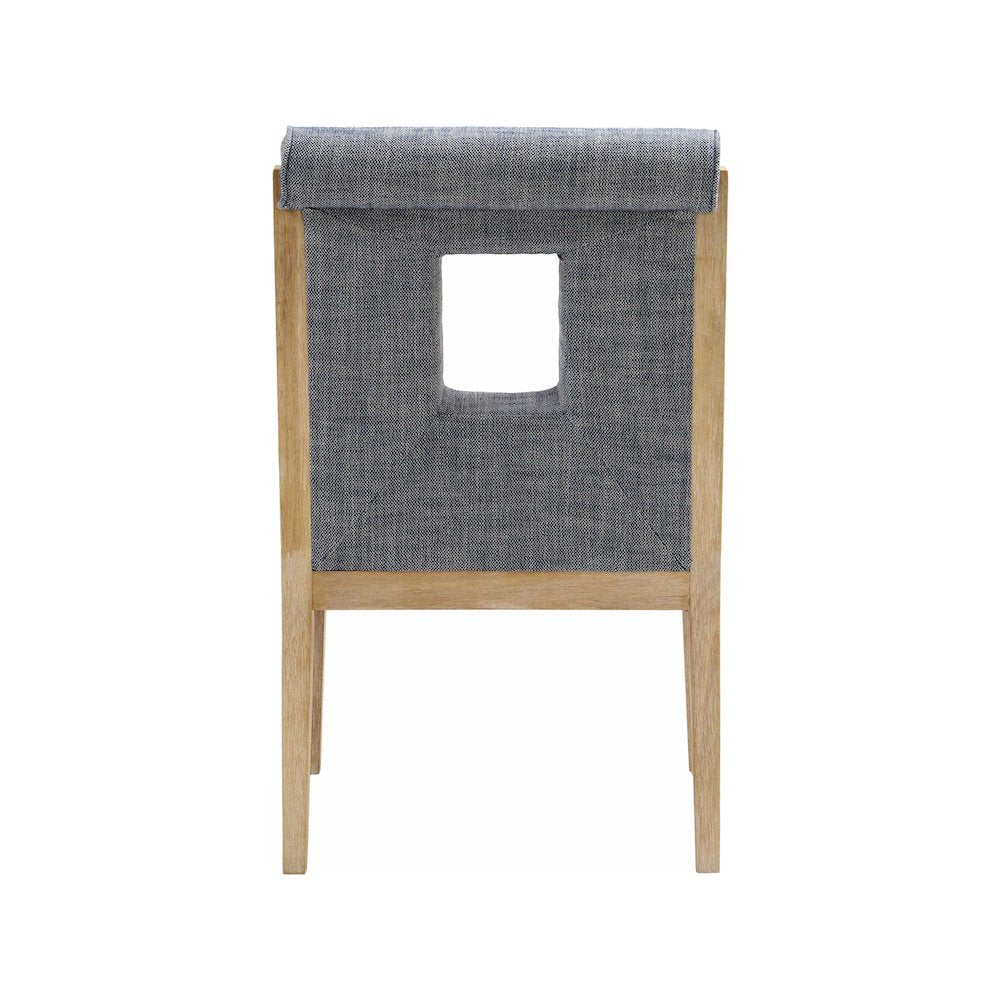 Gwendolyn Navy Linen Textured Fabric Dining Arm Chair
