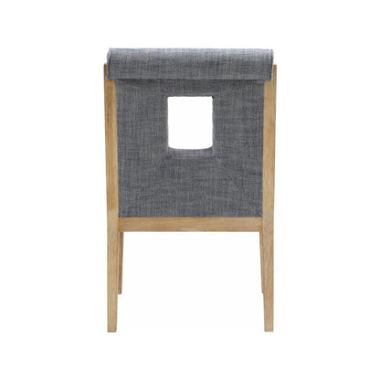 Gwendolyn Navy Linen Textured Fabric Dining Arm Chair