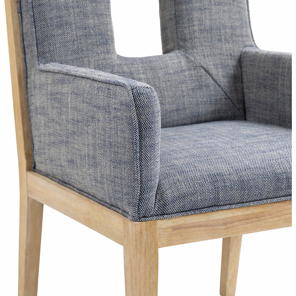 Gwendolyn Navy Linen Textured Fabric Dining Arm Chair