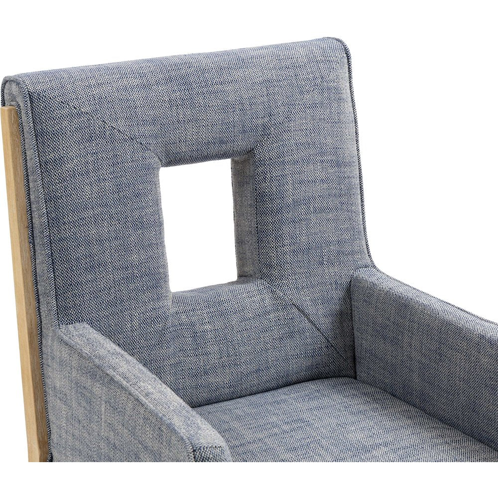 Gwendolyn Navy Linen Textured Fabric Dining Arm Chair