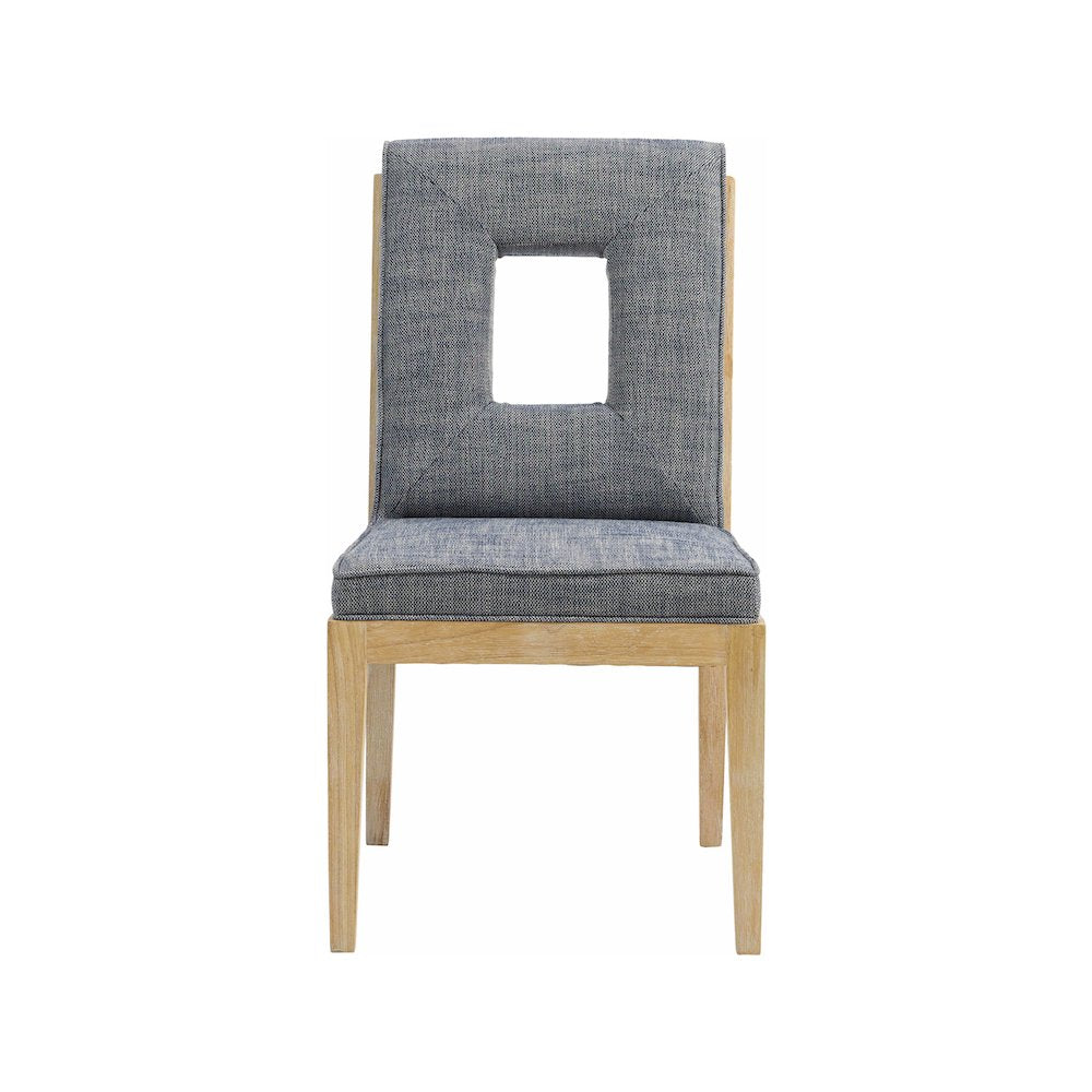 Gwendolyn Navy Linen Textured Fabric Dining Side Chair, Set of 2