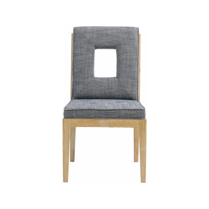 Gwendolyn Navy Linen Textured Fabric Dining Side Chair, Set of 2