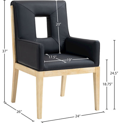 Gwendolyn Black Vegan Leather Dining Arm Chair