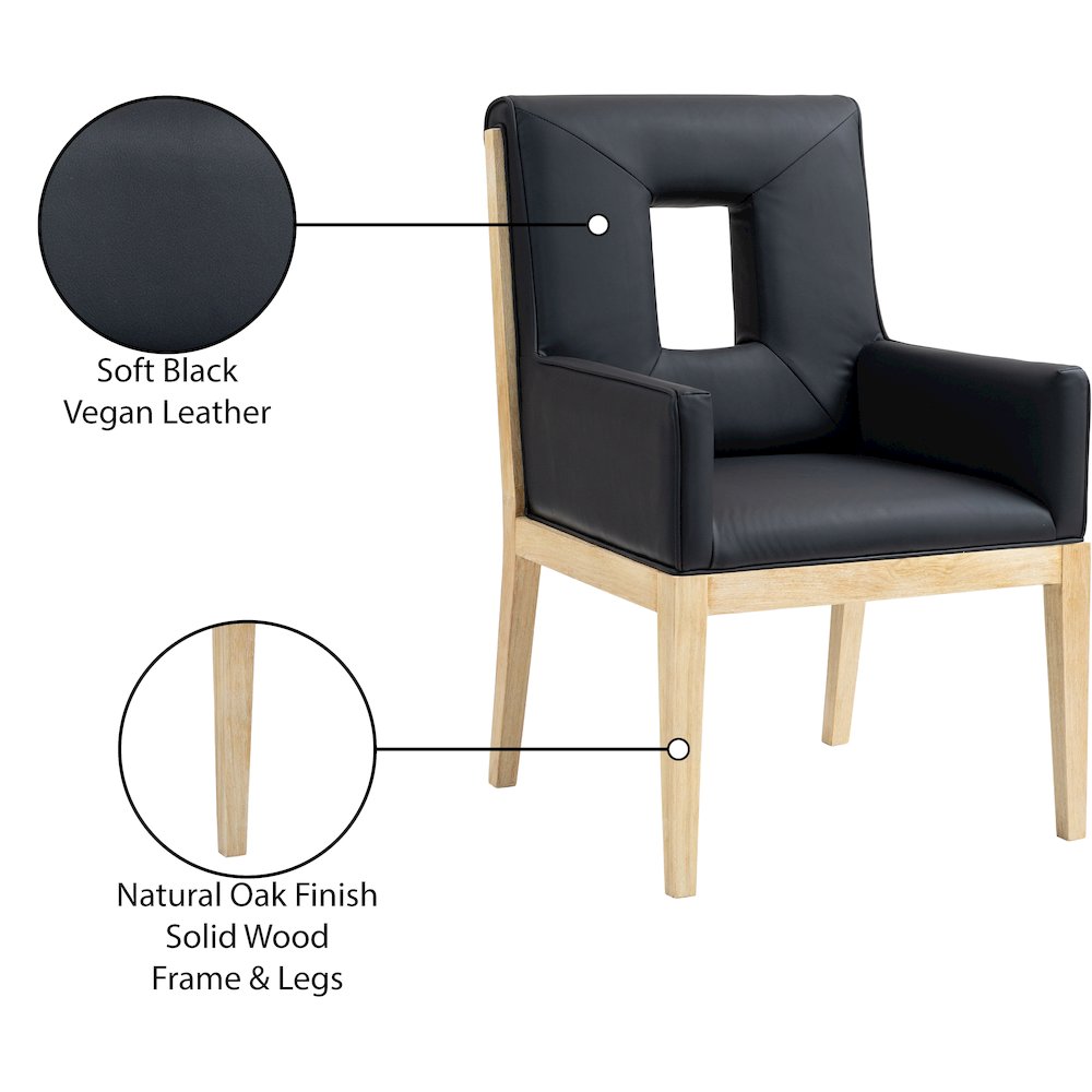 Gwendolyn Black Vegan Leather Dining Arm Chair