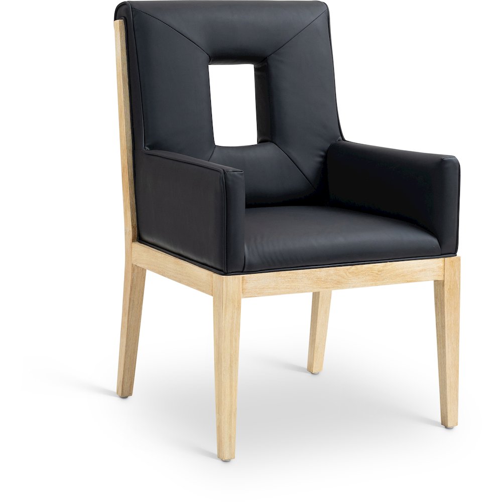 Gwendolyn Black Vegan Leather Dining Arm Chair