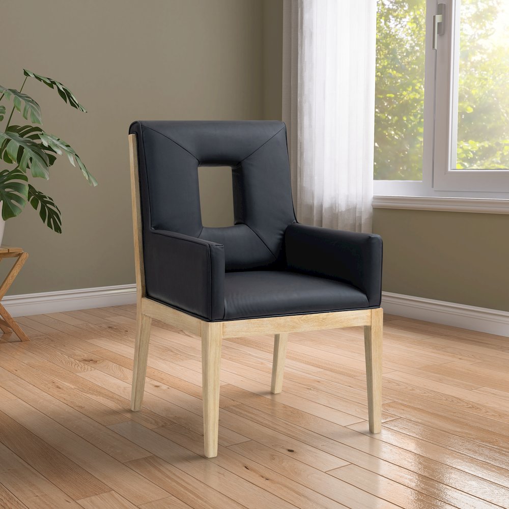 Gwendolyn Black Vegan Leather Dining Arm Chair
