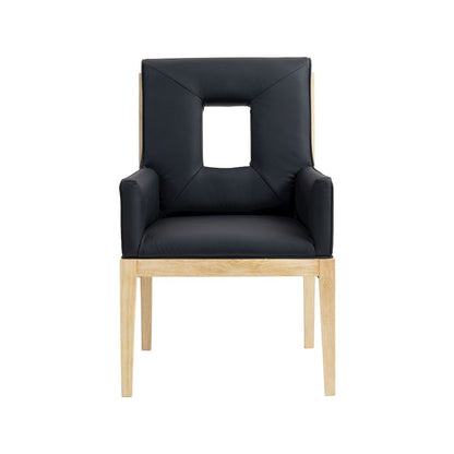 Gwendolyn Black Vegan Leather Dining Arm Chair