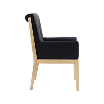 Gwendolyn Black Vegan Leather Dining Arm Chair