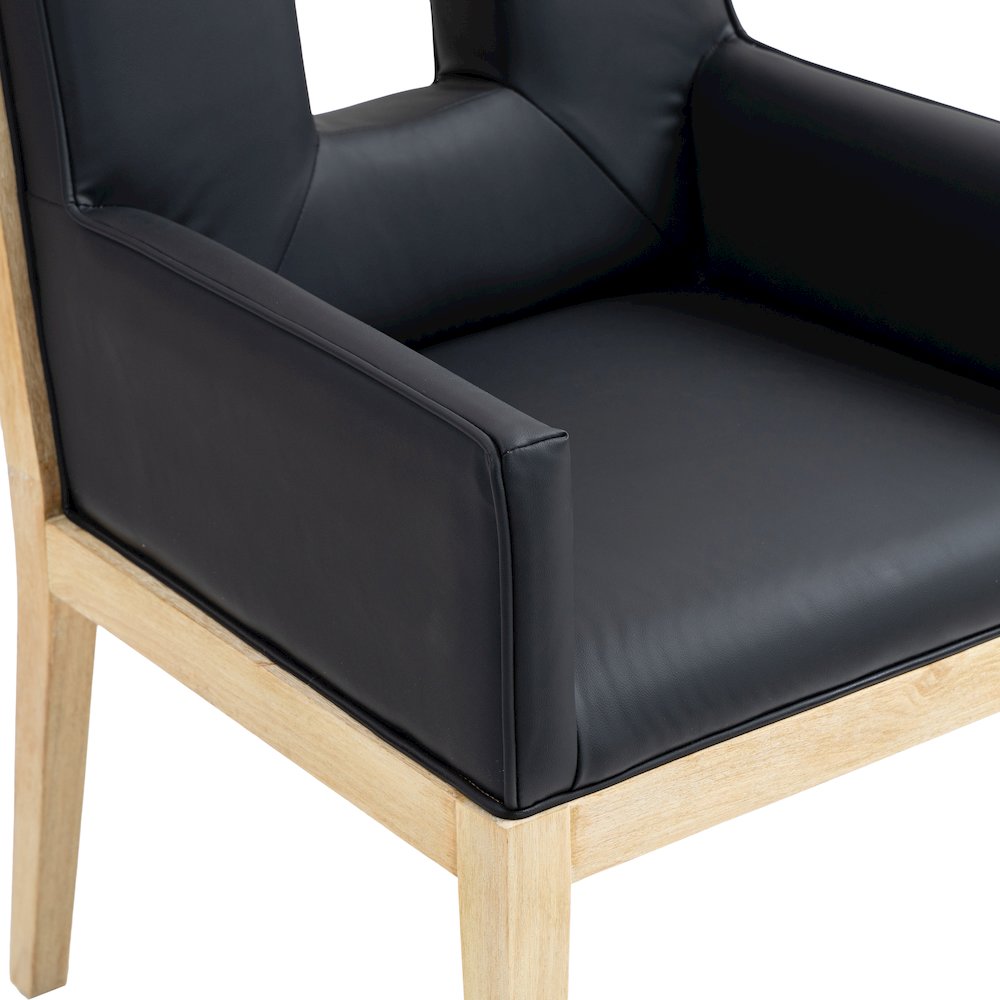 Gwendolyn Black Vegan Leather Dining Arm Chair
