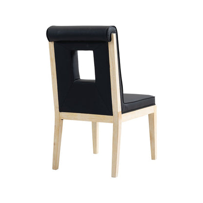 Gwendolyn Black Vegan Leather Dining Side Chair, Set of 2