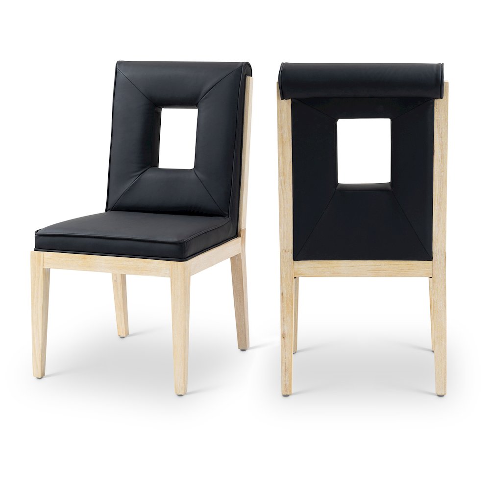 Gwendolyn Black Vegan Leather Dining Side Chair, Set of 2