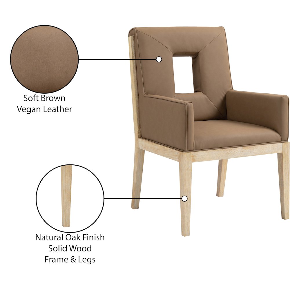 Gwendolyn Brown Vegan Leather Dining Arm Chair
