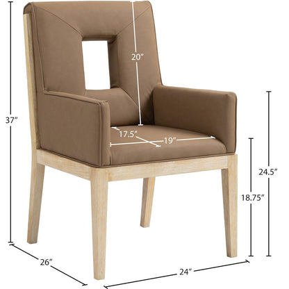 Gwendolyn Brown Vegan Leather Dining Arm Chair