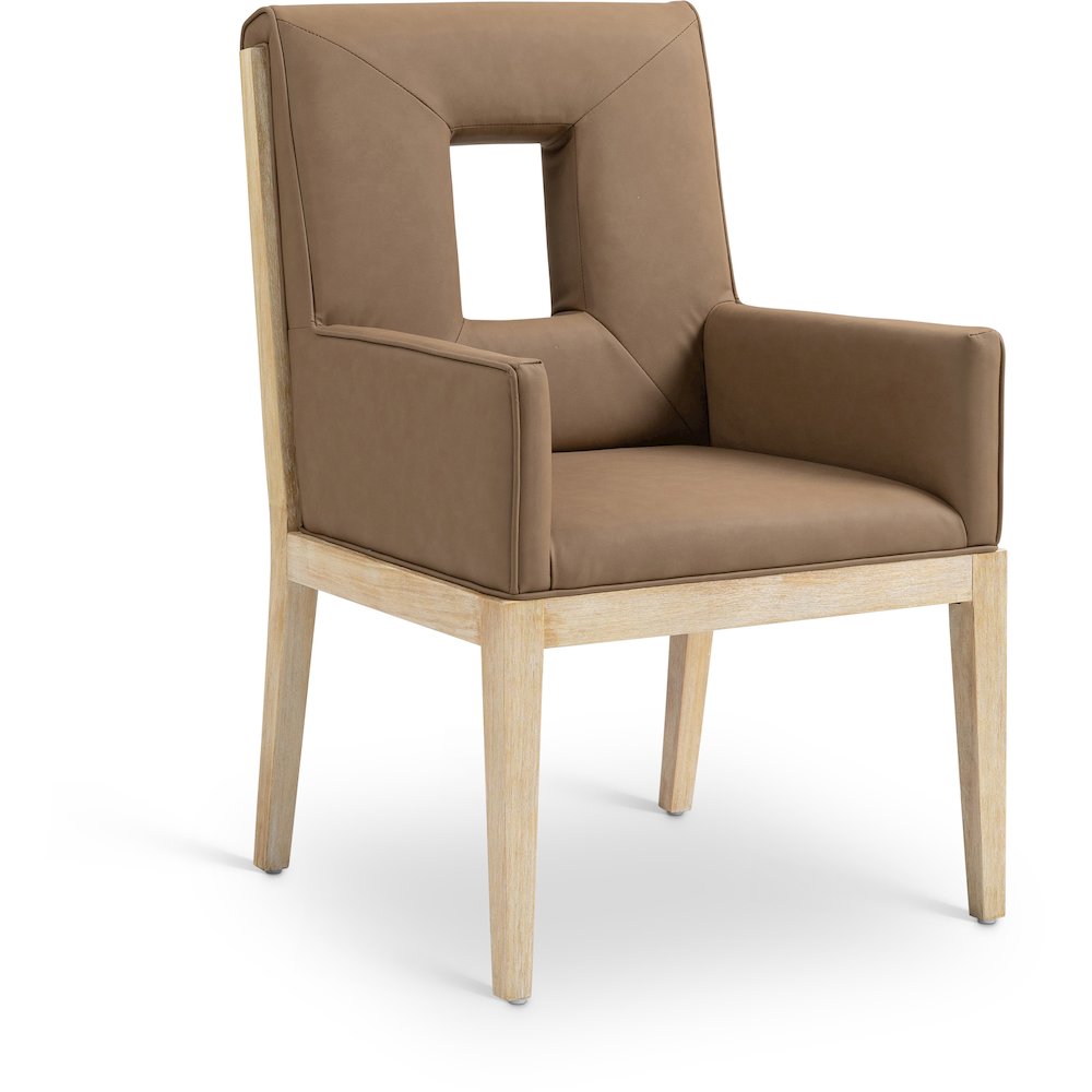 Gwendolyn Brown Vegan Leather Dining Arm Chair