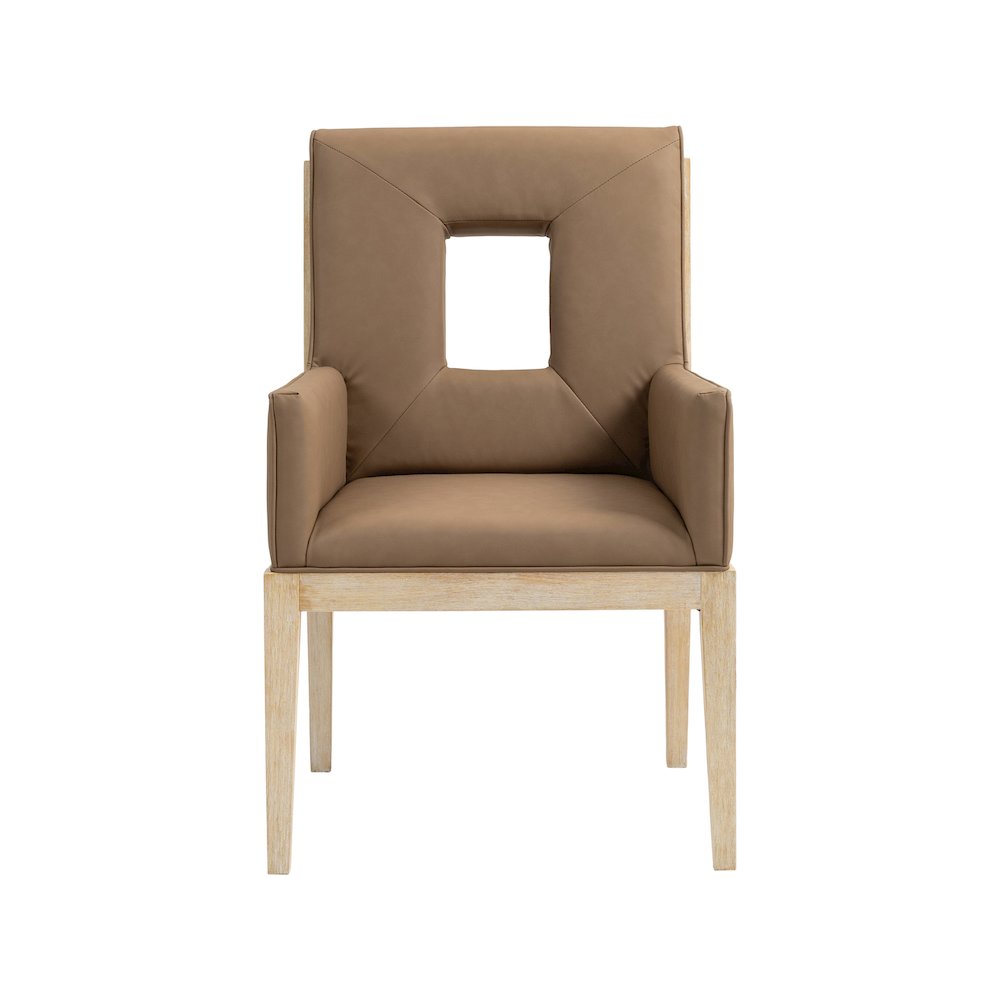 Gwendolyn Brown Vegan Leather Dining Arm Chair