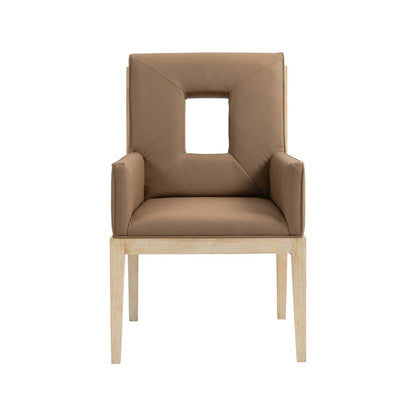 Gwendolyn Brown Vegan Leather Dining Arm Chair