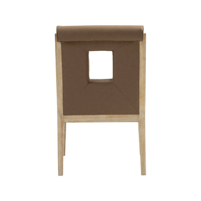 Gwendolyn Brown Vegan Leather Dining Arm Chair