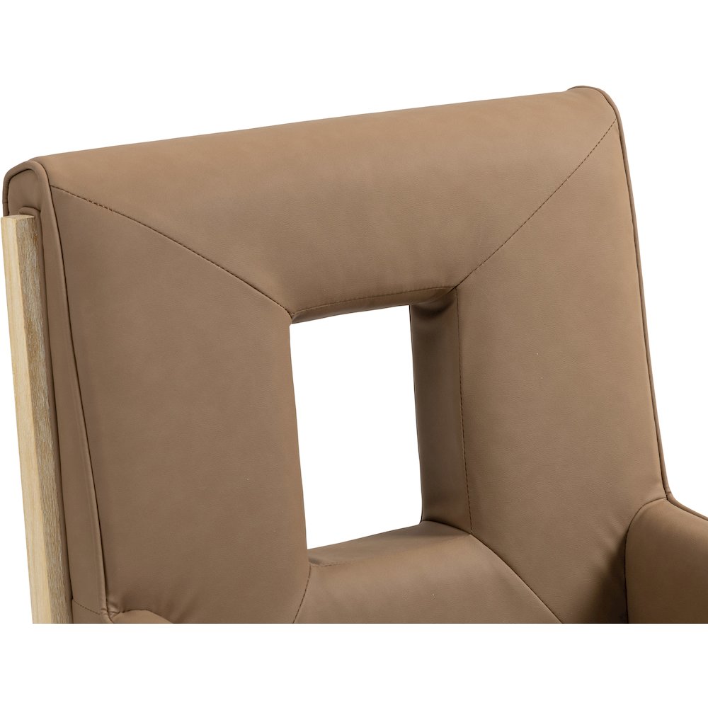 Gwendolyn Brown Vegan Leather Dining Arm Chair