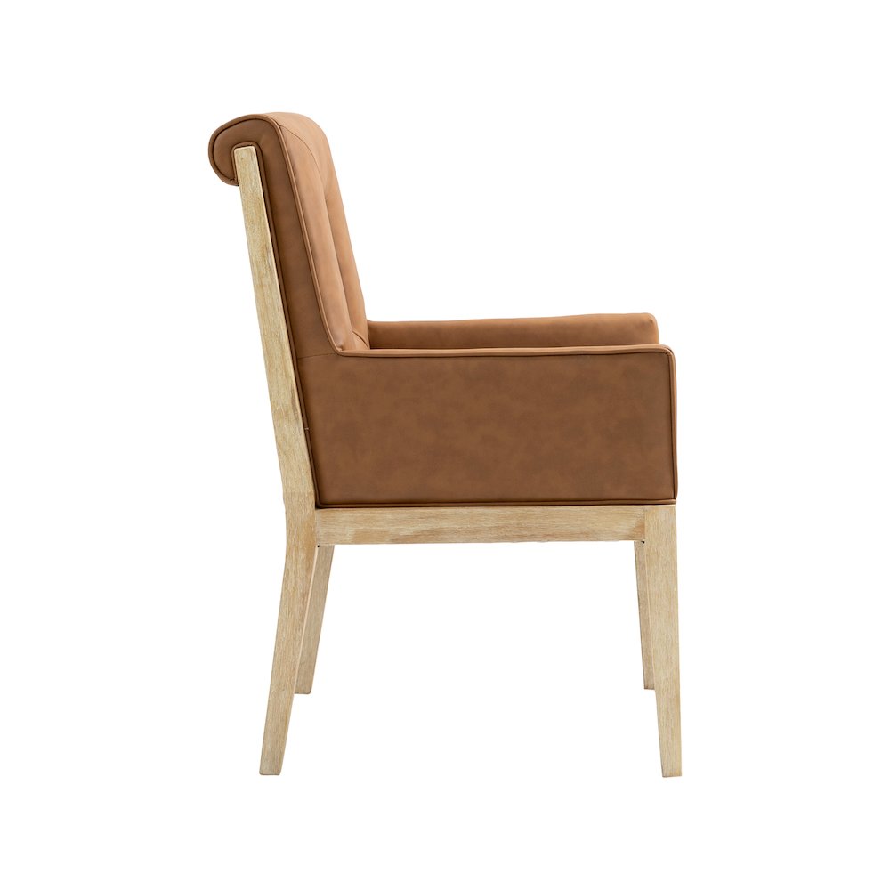 Gwendolyn Cognac Vegan Leather Dining Arm Chair