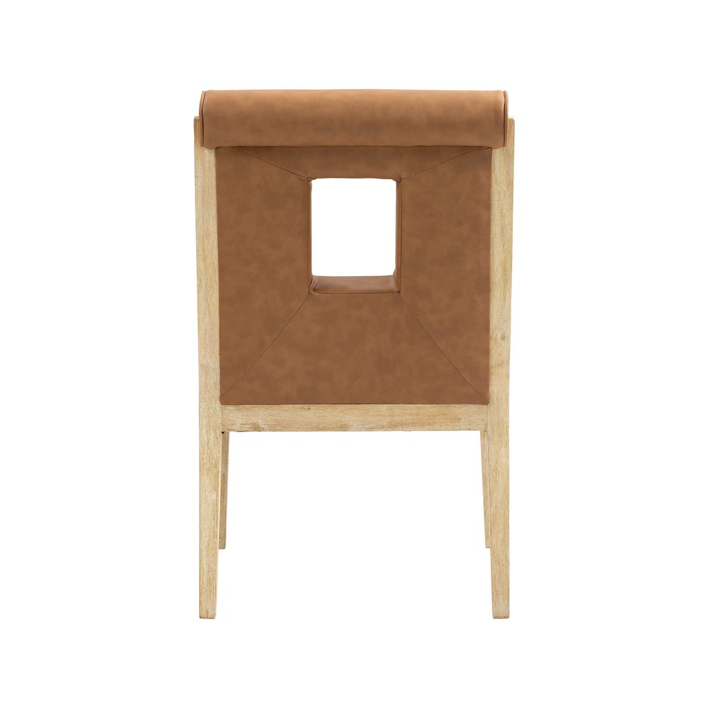 Gwendolyn Cognac Vegan Leather Dining Arm Chair