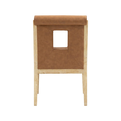Gwendolyn Cognac Vegan Leather Dining Arm Chair