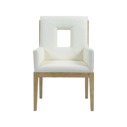 Gwendolyn Cream Vegan Leather Dining Arm Chair