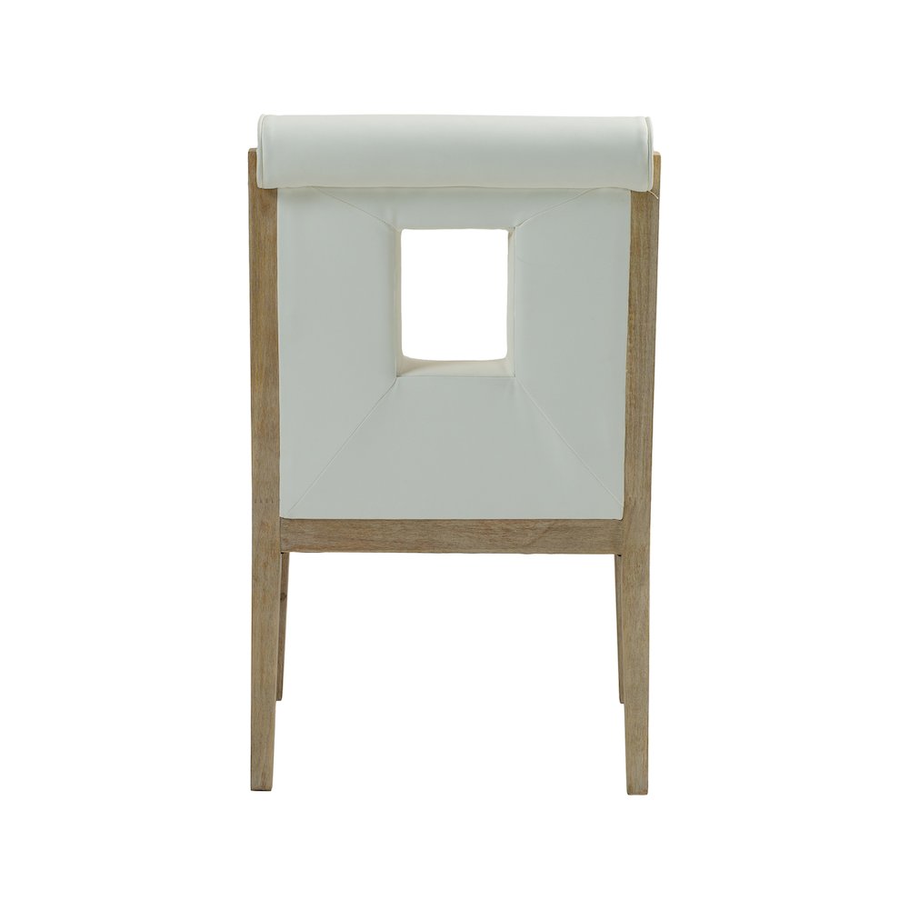 Gwendolyn Cream Vegan Leather Dining Arm Chair