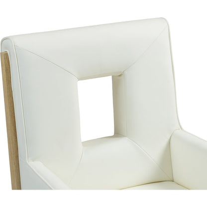 Gwendolyn Cream Vegan Leather Dining Arm Chair
