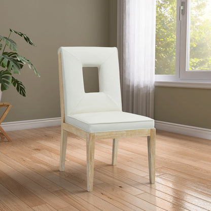 Gwendolyn Cream Vegan Leather Dining Side Chair, Set of 2