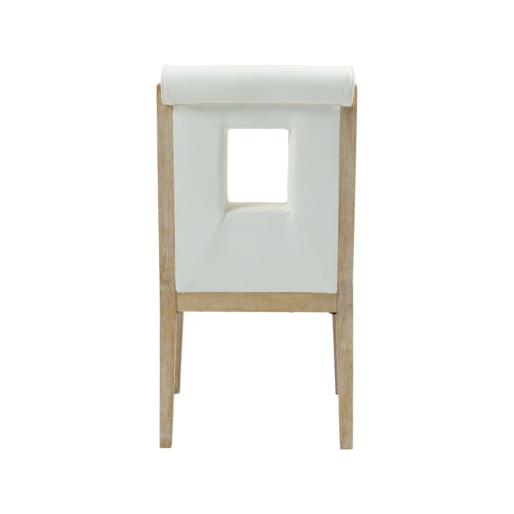 Gwendolyn Cream Vegan Leather Dining Side Chair, Set of 2