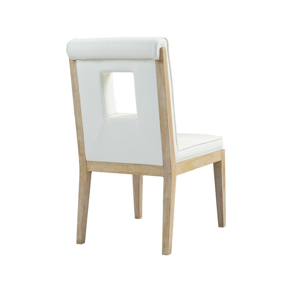 Gwendolyn Cream Vegan Leather Dining Side Chair, Set of 2