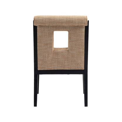 Gwendolyn Cognac Linen Textured Fabric Dining Arm Chair
