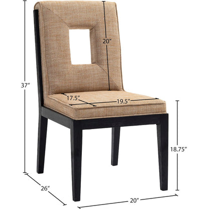 Gwendolyn Cognac Linen Textured Fabric Dining Side Chair, Set of 2