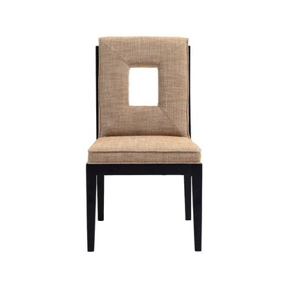 Gwendolyn Cognac Linen Textured Fabric Dining Side Chair, Set of 2