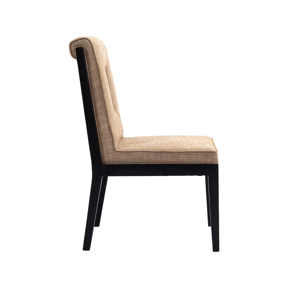 Gwendolyn Cognac Linen Textured Fabric Dining Side Chair, Set of 2