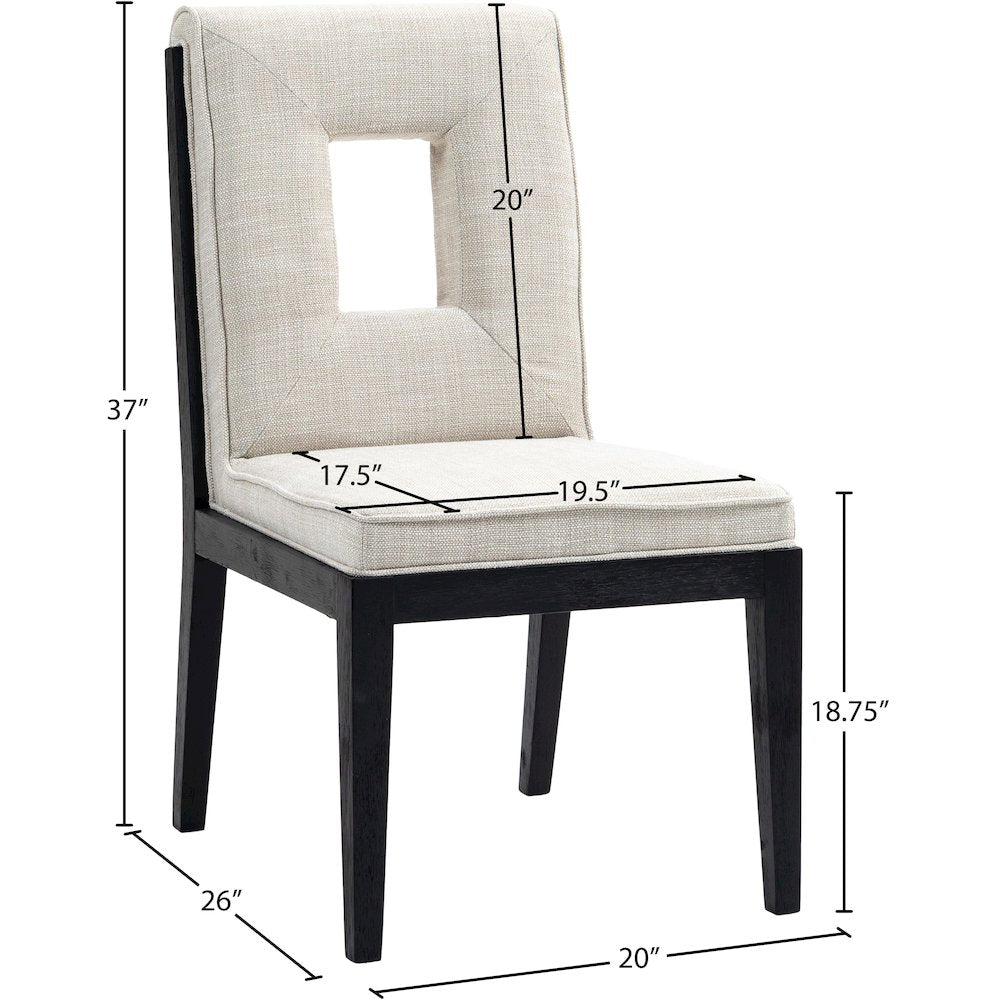 Gwendolyn Cream Linen Textured Fabric Dining Side Chair, Set of 2