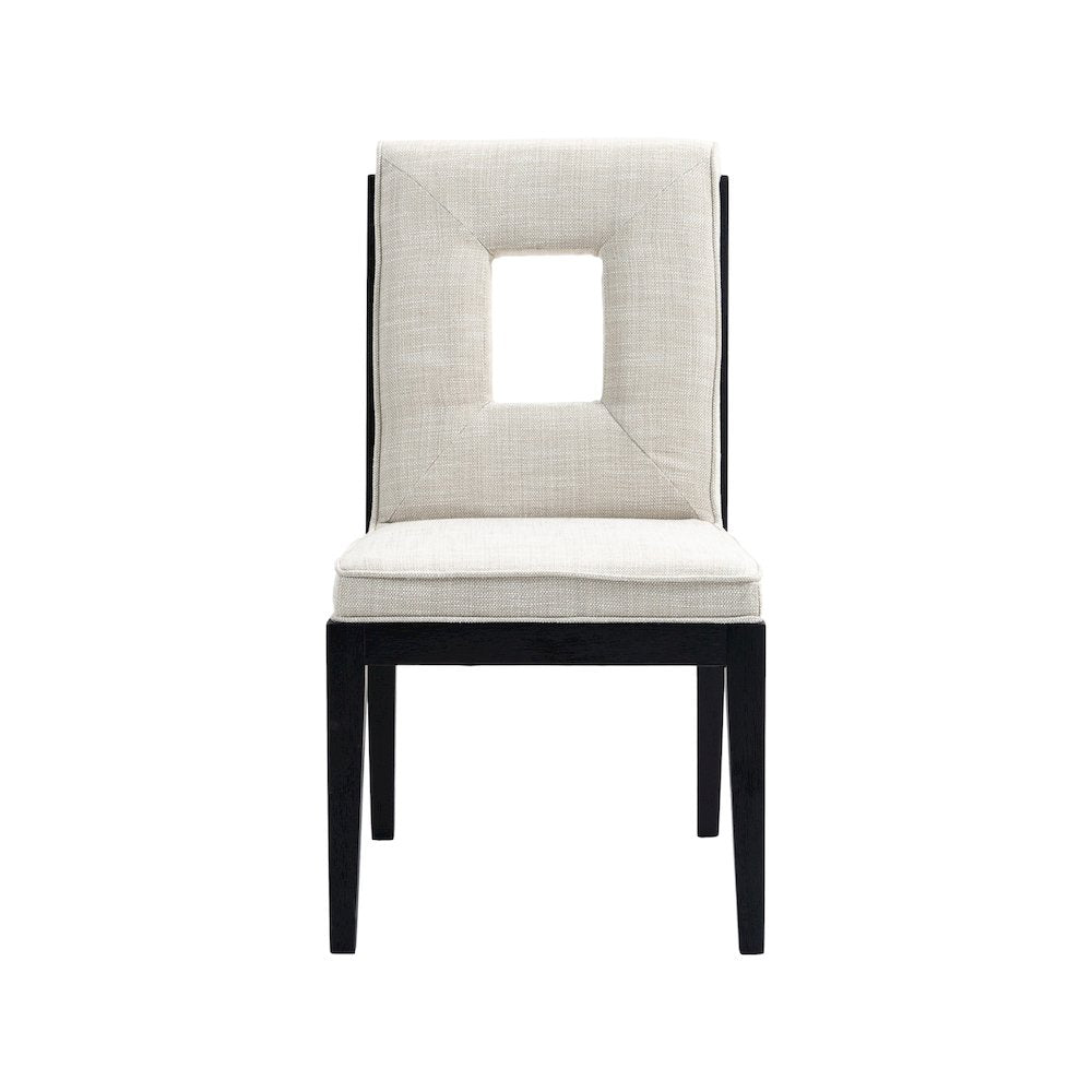 Gwendolyn Cream Linen Textured Fabric Dining Side Chair, Set of 2