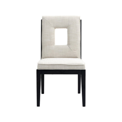 Gwendolyn Cream Linen Textured Fabric Dining Side Chair, Set of 2