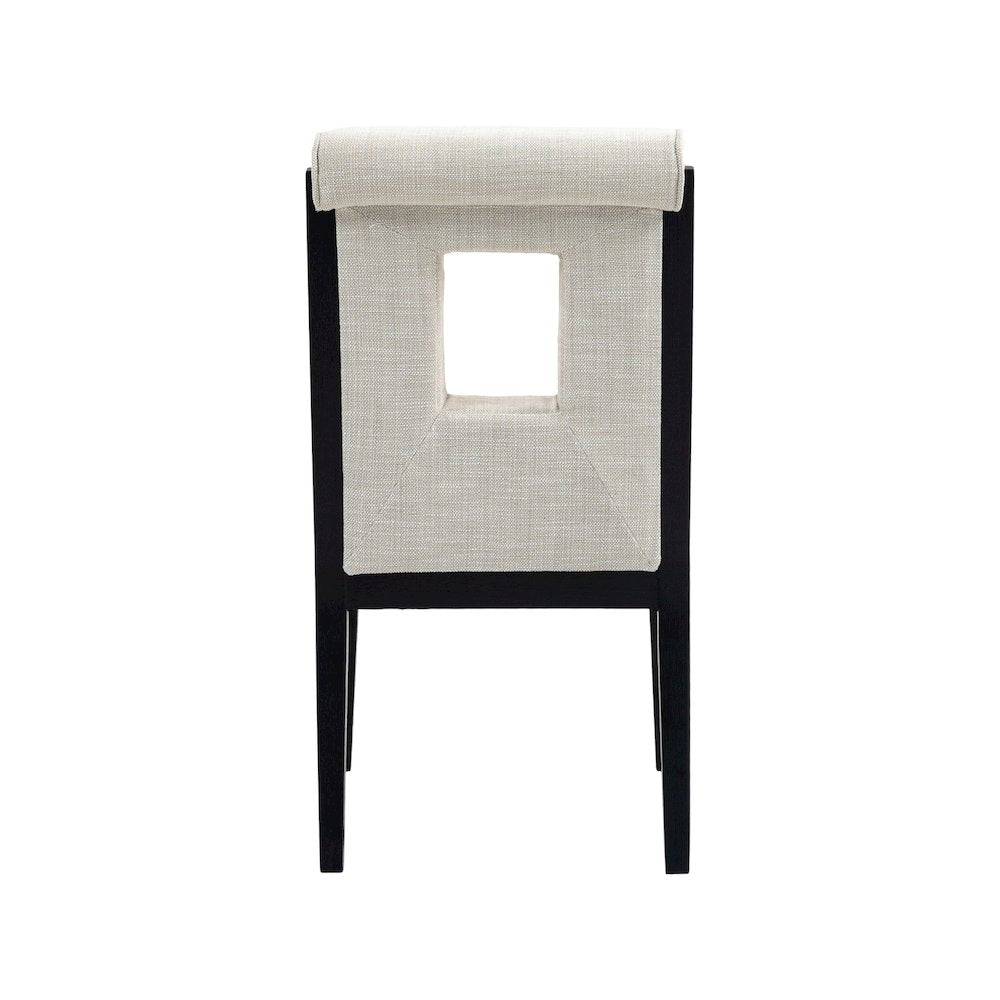 Gwendolyn Cream Linen Textured Fabric Dining Side Chair, Set of 2
