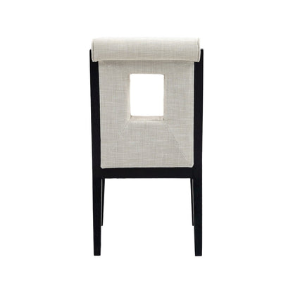 Gwendolyn Cream Linen Textured Fabric Dining Side Chair, Set of 2